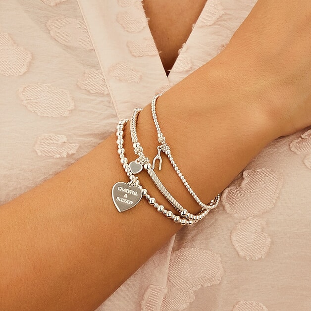 Pipa Boxed Heart Silver Charm Bracelet B2087