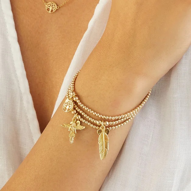 Annie Haak Santeenie Gold Charm Bracelet - Feather