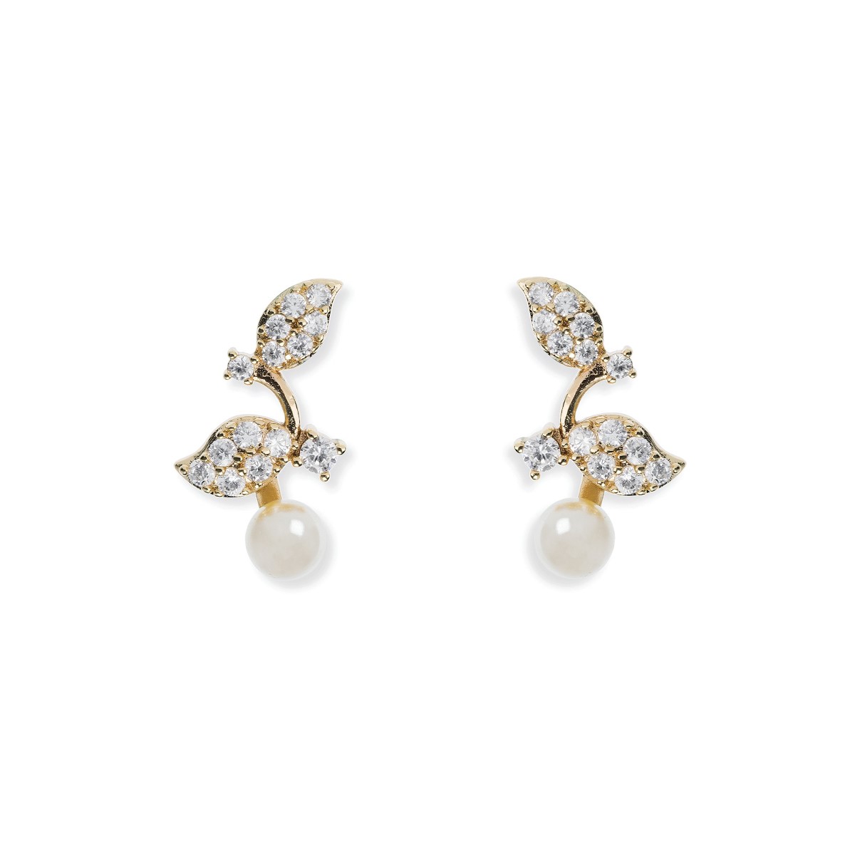 Ivory & Co Aphrodite Gold Crystal and Pearl Leaf Earrings