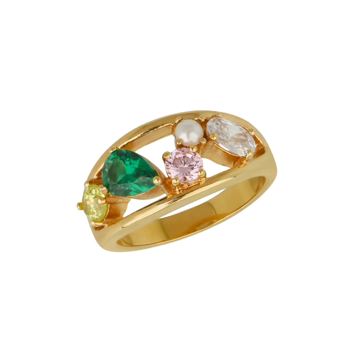 Amelia Scott Sofia Cluster Gold Ring with Flamingo Zirconia