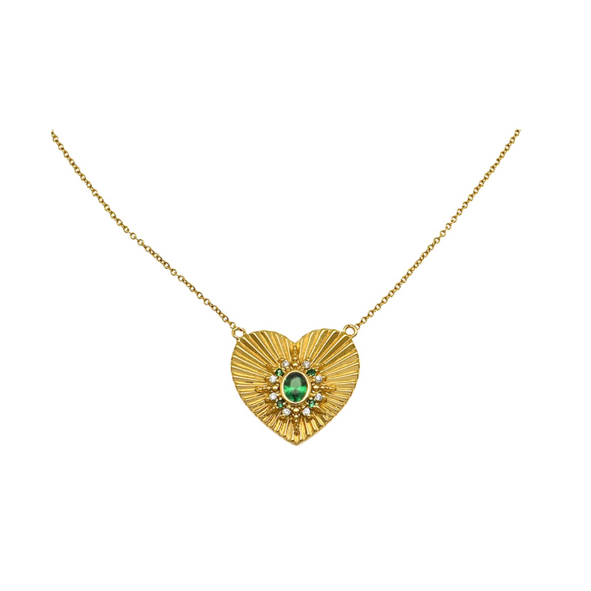 Amelia Scott Luna Fluted Heart North Star Gold Necklace with Emerald Zirconia