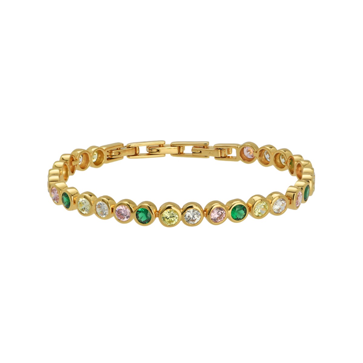 Amelia Scott Dotty Tennis Bracelet in Green and Flamingo Zirconia Gold