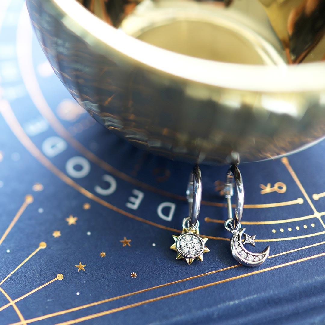 Kit Heath Revival Céleste Sun & Crescent Moon Hoop Earrings