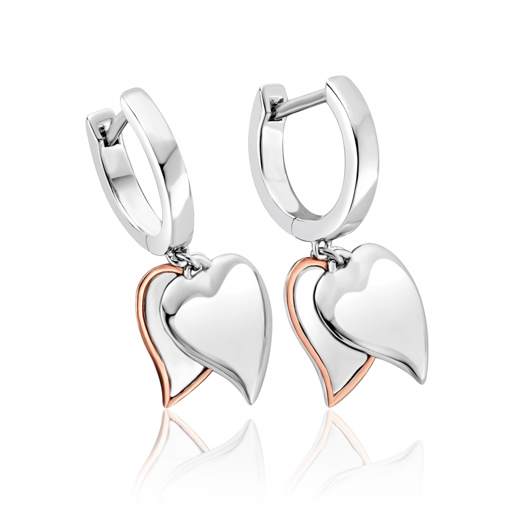 Clogau Cwtch Double Heart Drop Earrings 3SCWT0186