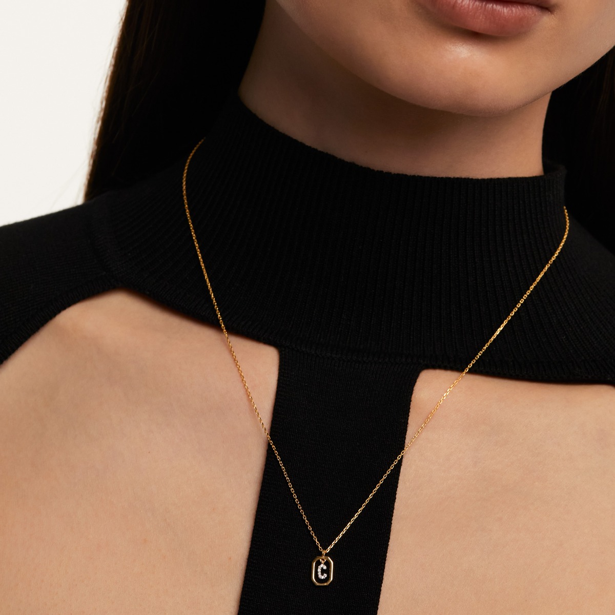 PDPaola Mini Letter C Gold Necklace CO01-514
