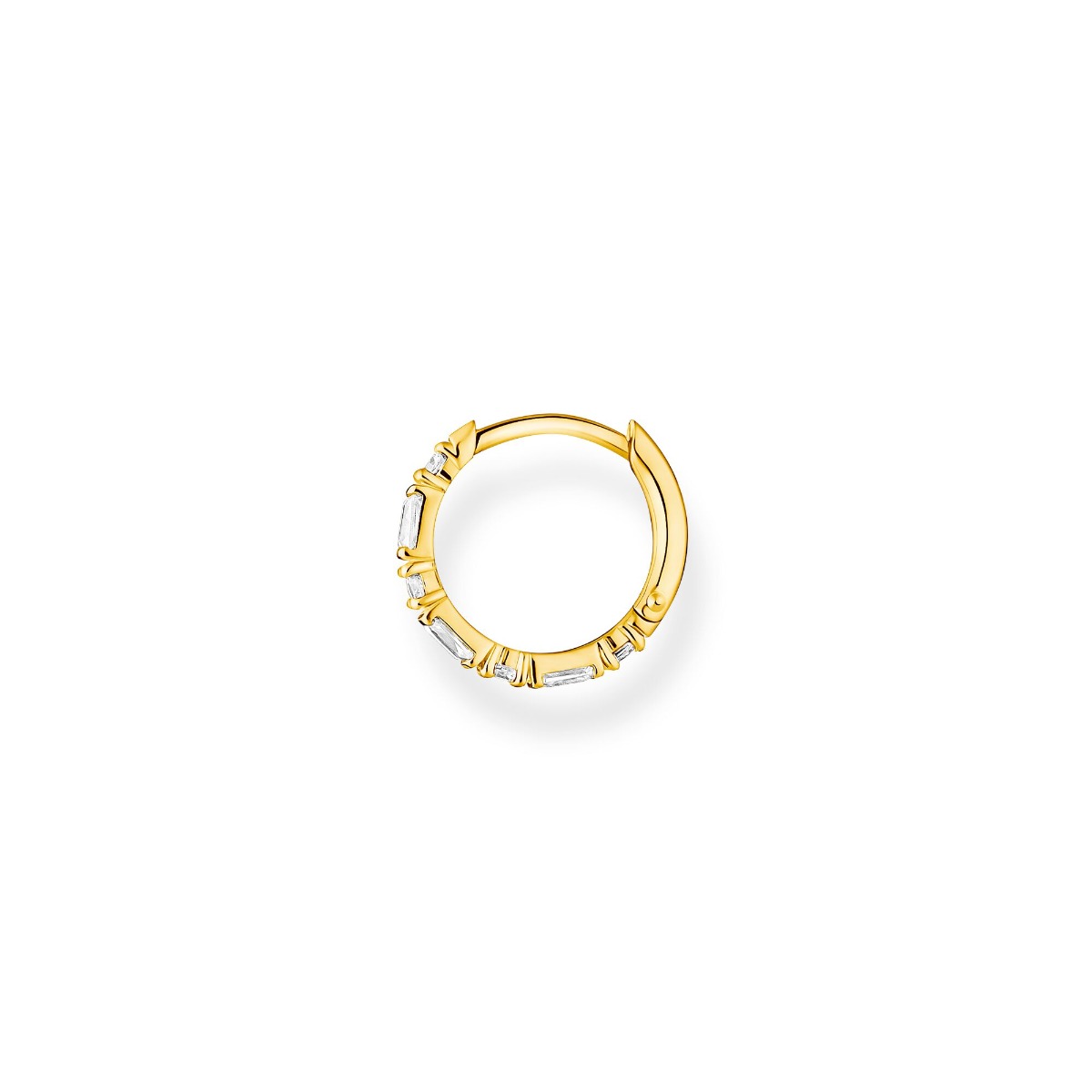 Thomas Sabo Single Earring - Mixed White Stone Slim Hoop in Gold