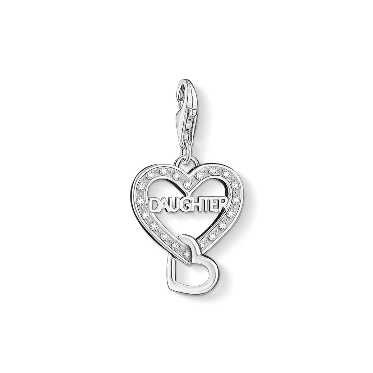 Buy Thomas Sabo Charm Pendant - Sparkling Double Heart Daughter Online