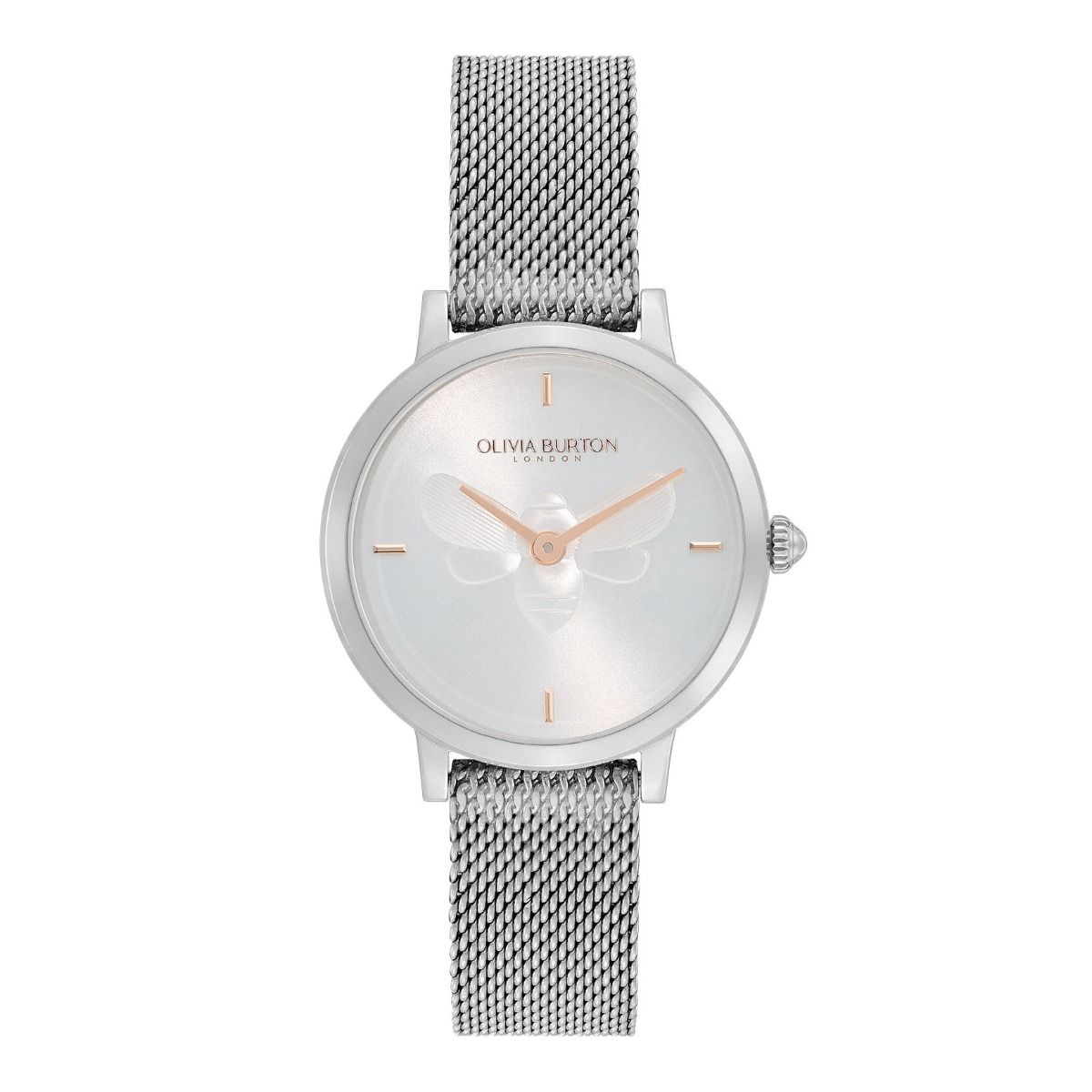 Olivia burton silver mesh watch discount