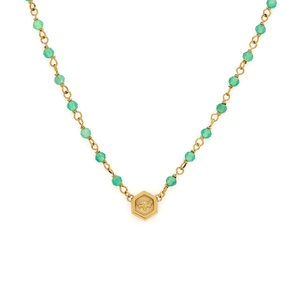 Buy Olivia Burton Minima Bee Green and Gold Plated Beaded Charm Necklace Online