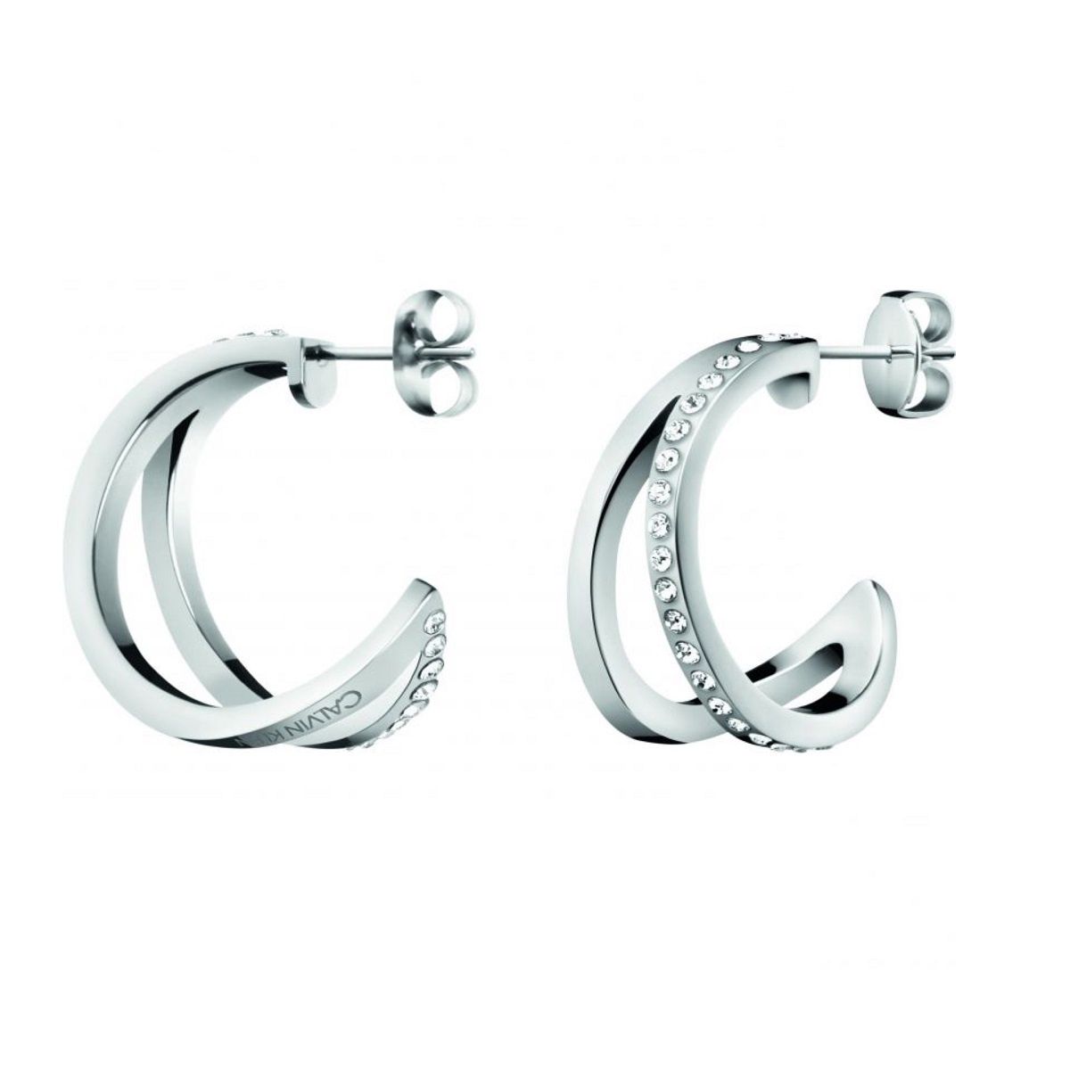 Buy Calvin Klein Outline Hoop Earrings - Stainless Steel and Crystal Online