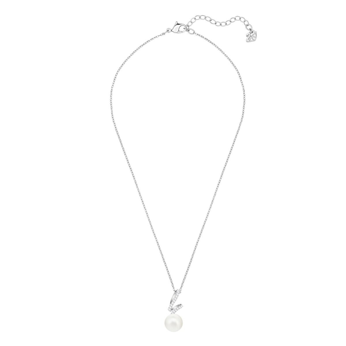 Buy Swarovski Gabriella Pearl Pendant, White, Rhodium Plating Online