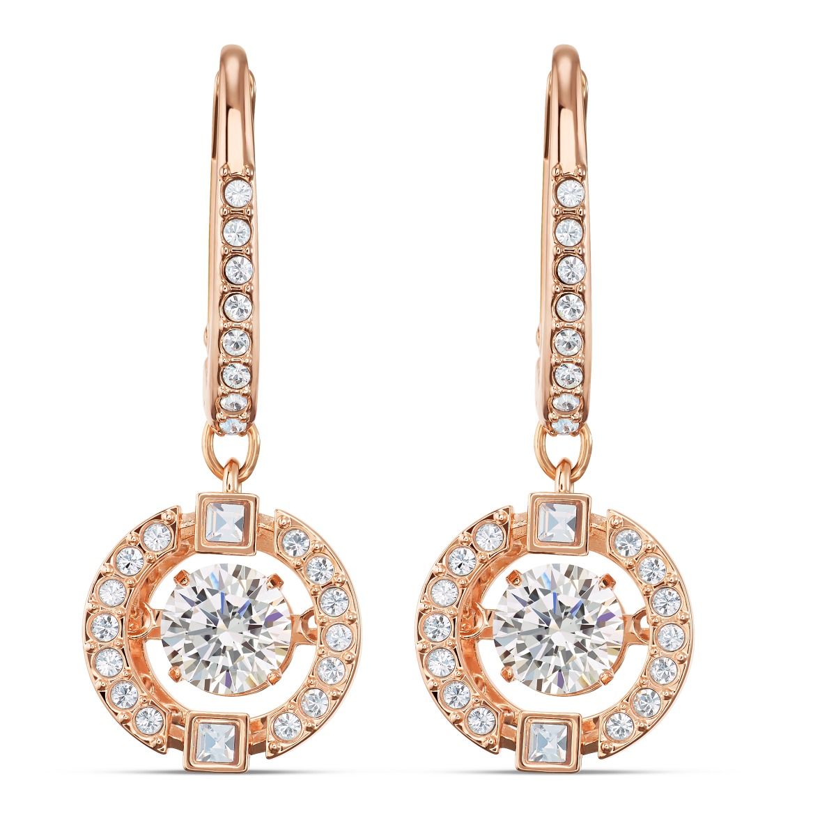 Buy Swarovski Sparkling Dance Pierced Drop Earrings Rose Gold Plated Online