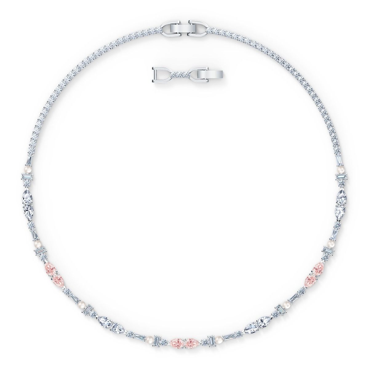 Buy Swarovski Perfection Chaton Necklace Pink Rhodium Plated