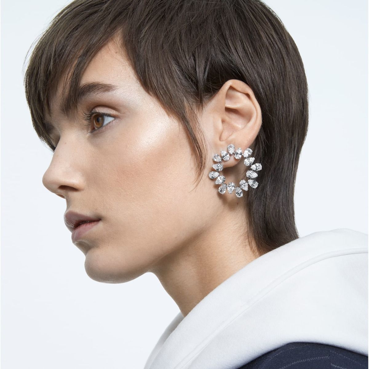 Buy Swarovski Millenia Earrings Pear Cut - White with Rhodium Plating