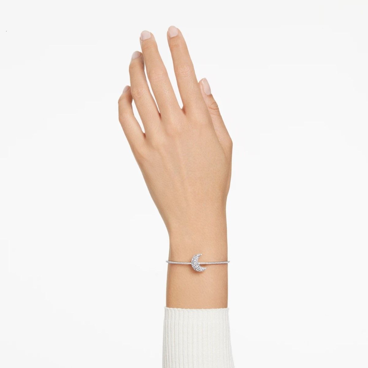 Buy Swarovski Luna Moon Bangle White with Rhodium Plating Online