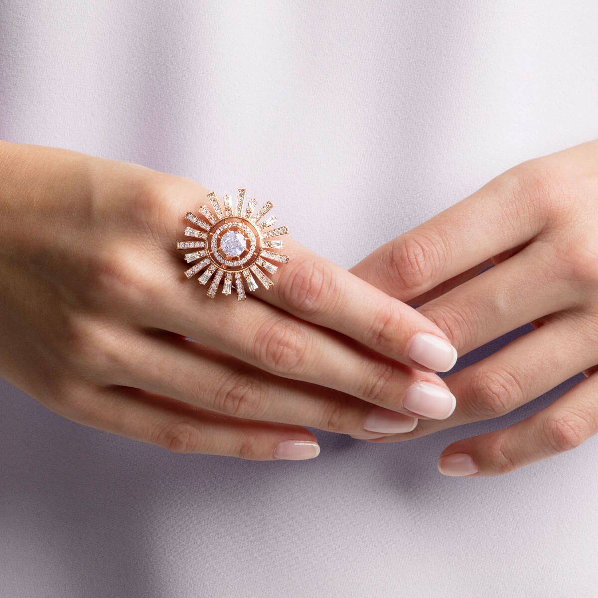 Buy Swarovski Sunshine Cocktail Ring White Rose Gold Plating Online