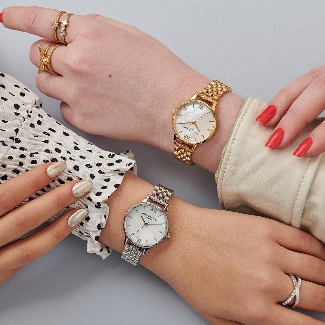 Olivia burton mother clearance of pearl watch silver
