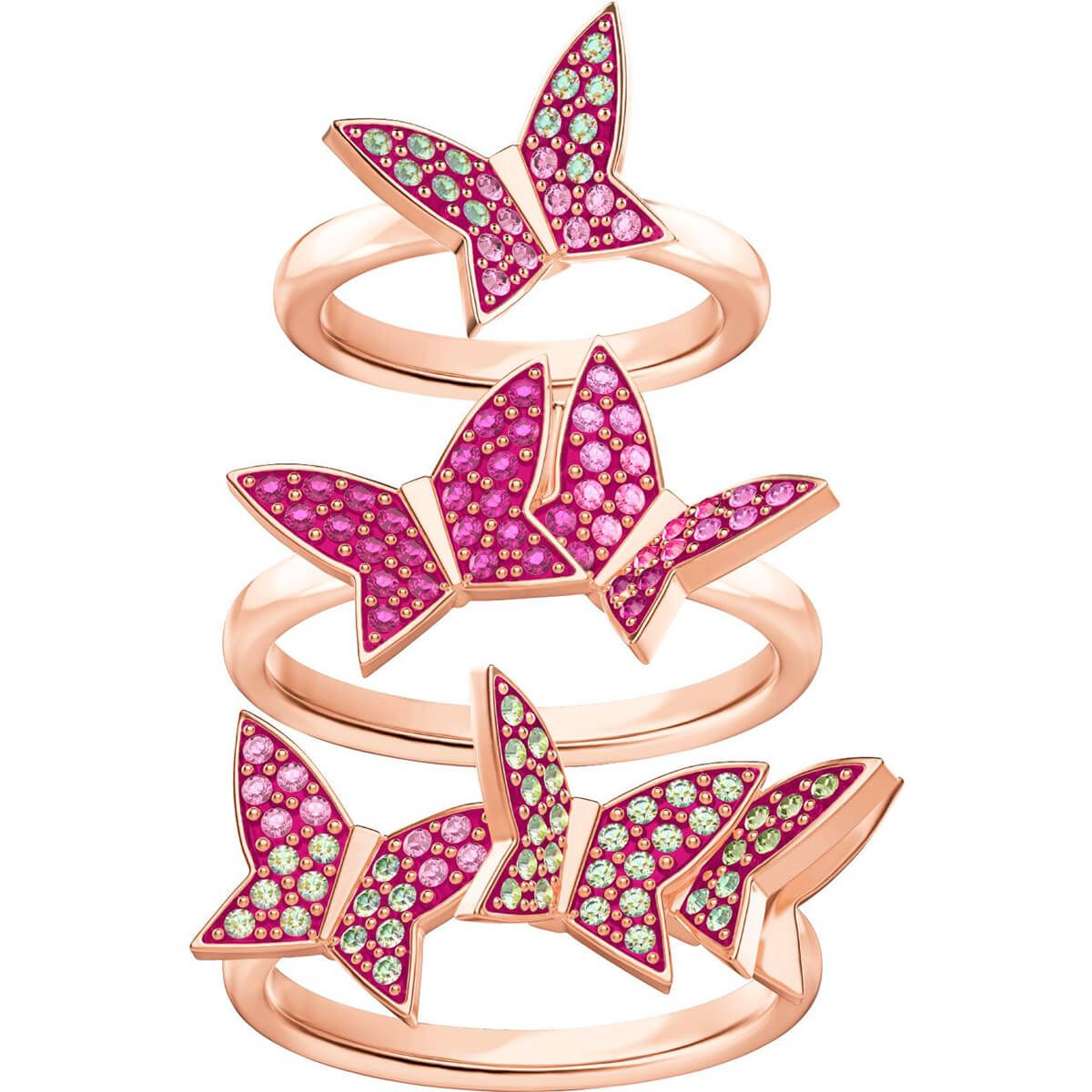Geplooid Wrok Belangrijk nieuws Buy Swarovski Lilia Butterfly Ring Set, Pink, Rose Gold Plating Online