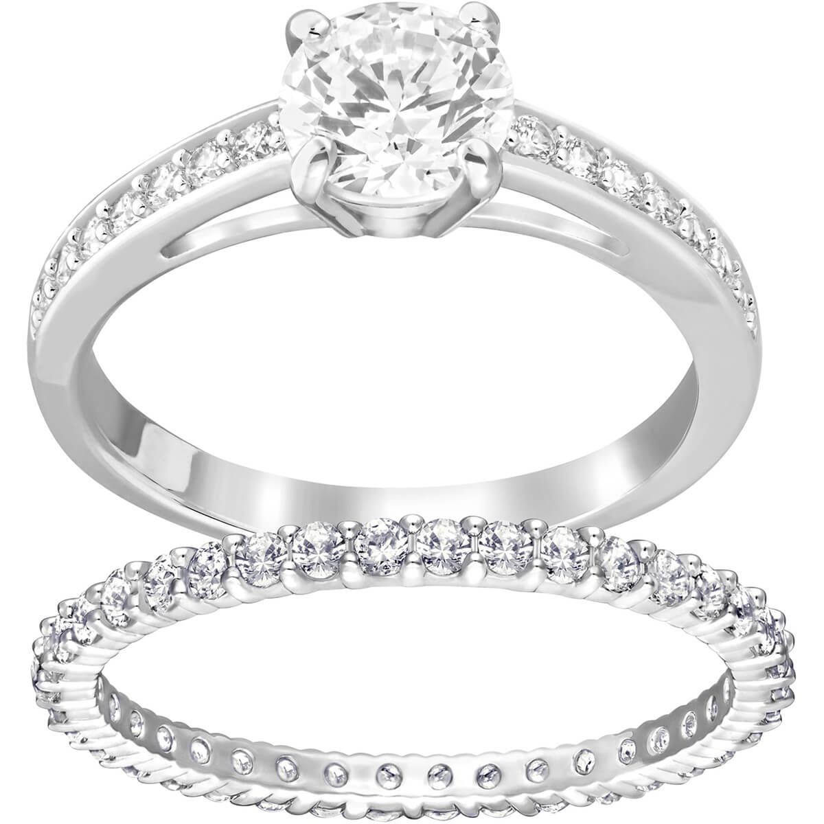 Buy Swarovski I Do Ring Set White with Rhodium Plating Online