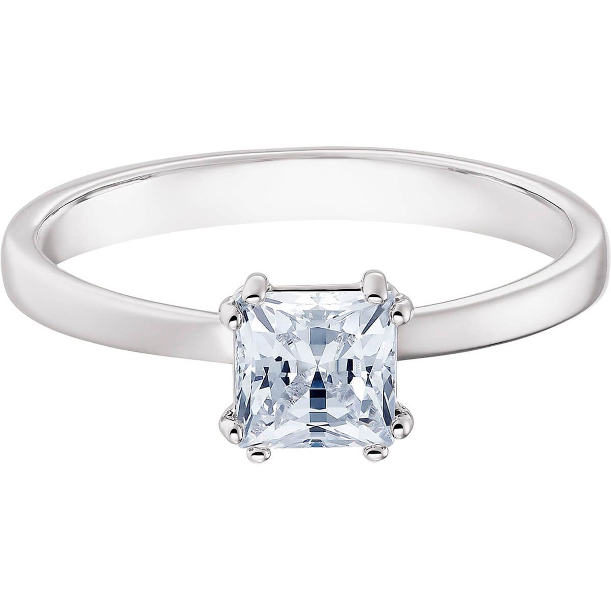 Swarovski attract round new arrivals ring white rhodium plating