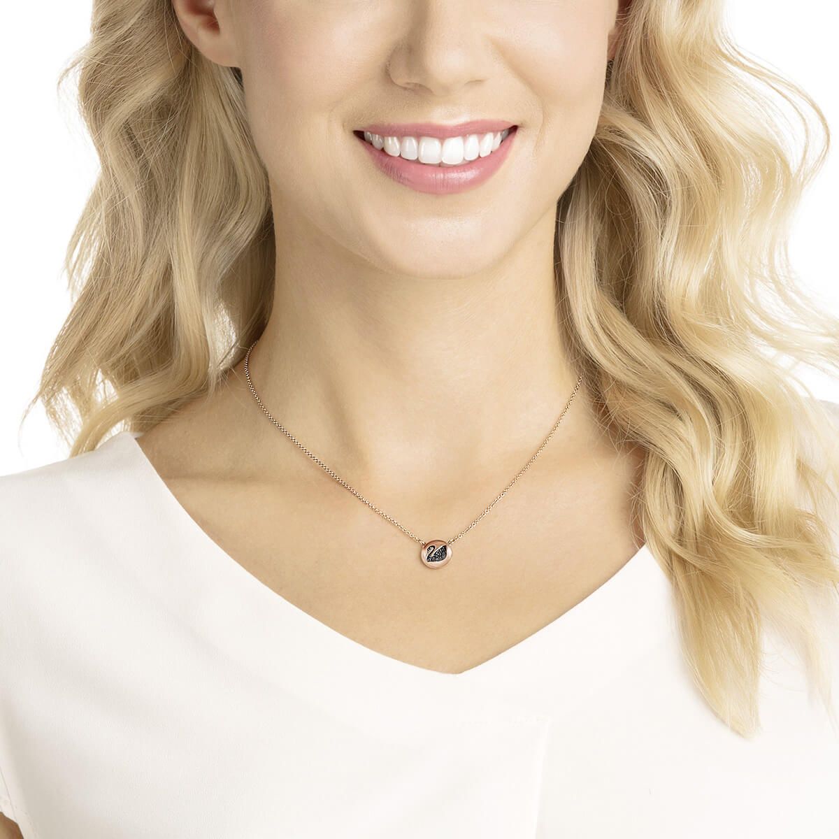 Buy Swarovski Hall Swan Pendant Grey Rose Gold Plating Online