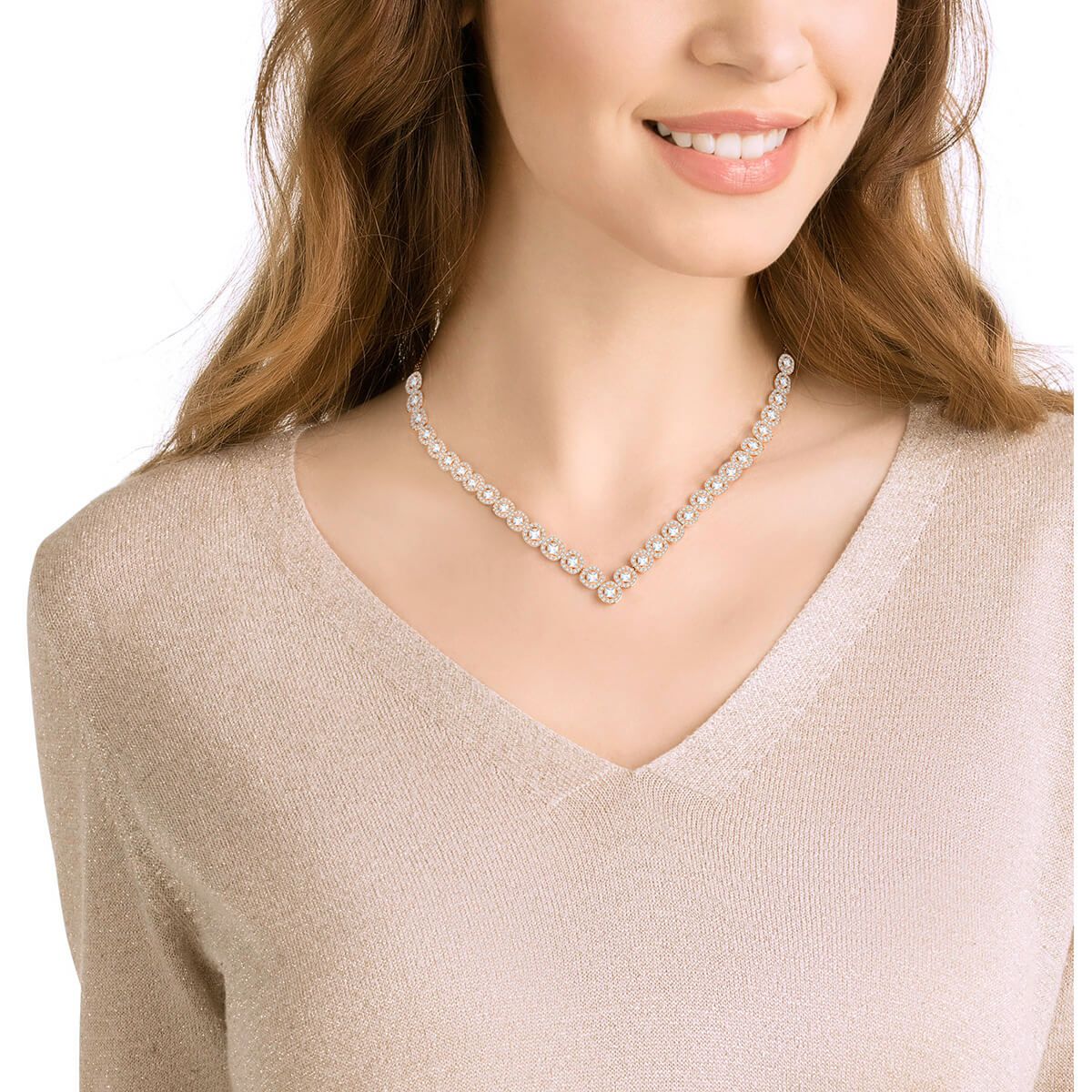 Swarovski angelic rose new arrivals gold necklace