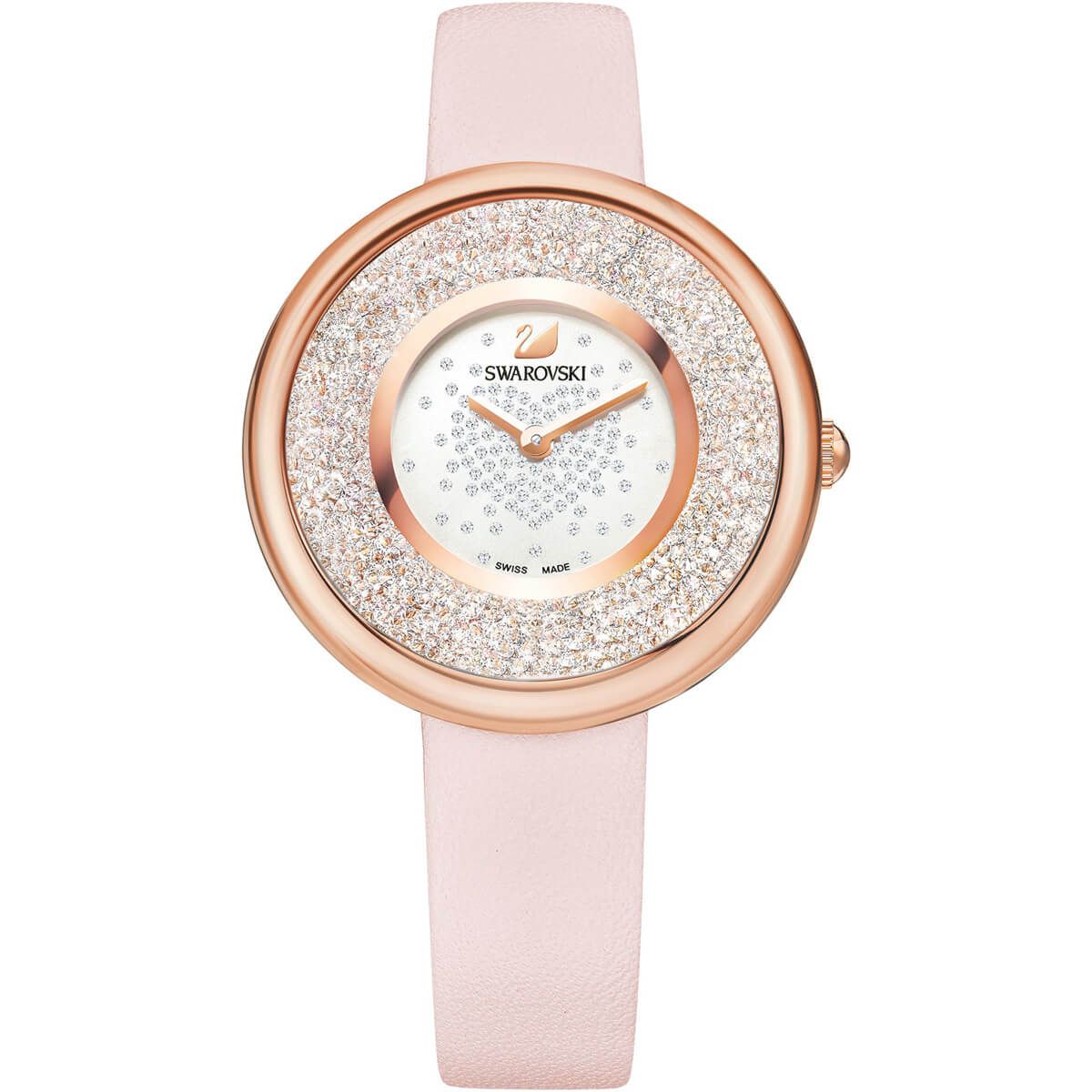 Buy Swarovski Crystalline Pure Watch Leather Strap Pink Rose Gold Tone Online