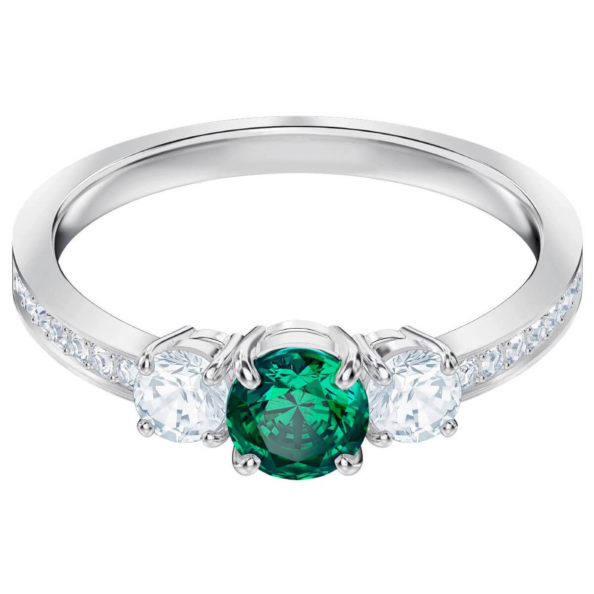Buy Swarovski Attract Trilogy Round Ring, Green, Rhodium Plating Online Buy Swarovski Attract Trilogy Round Ring, Green, Rhodium Plating Online