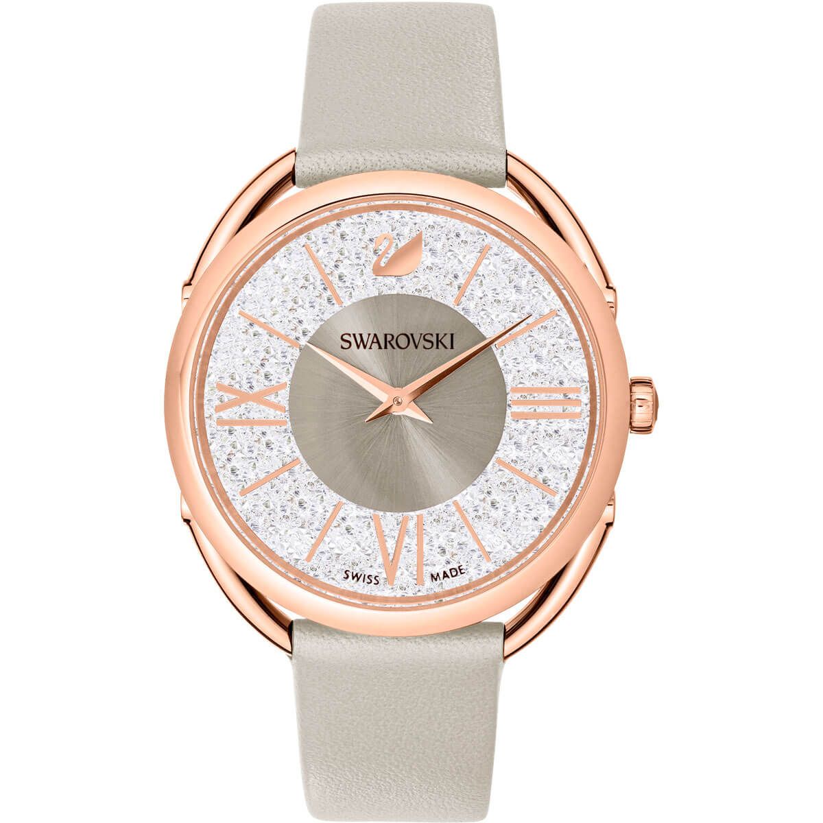 Buy Swarovski Crystalline Glam Watch - Leather Strap - Grey and Rose ...