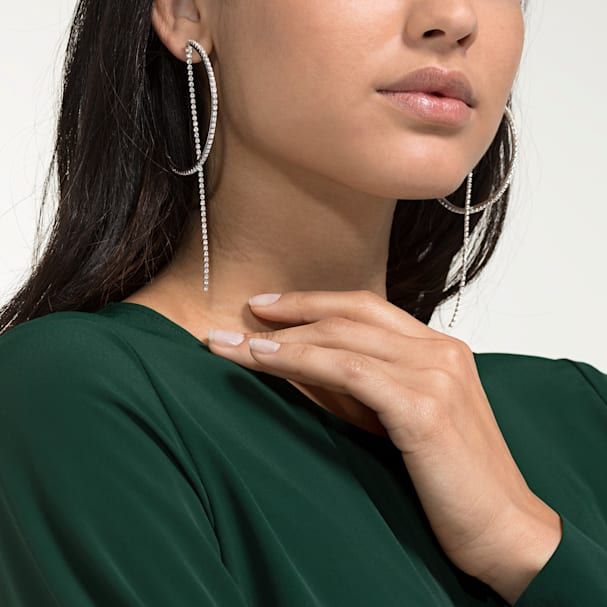 Buy Swarovski Fit Hoop Pierced Earrings White Stainless Steel Online