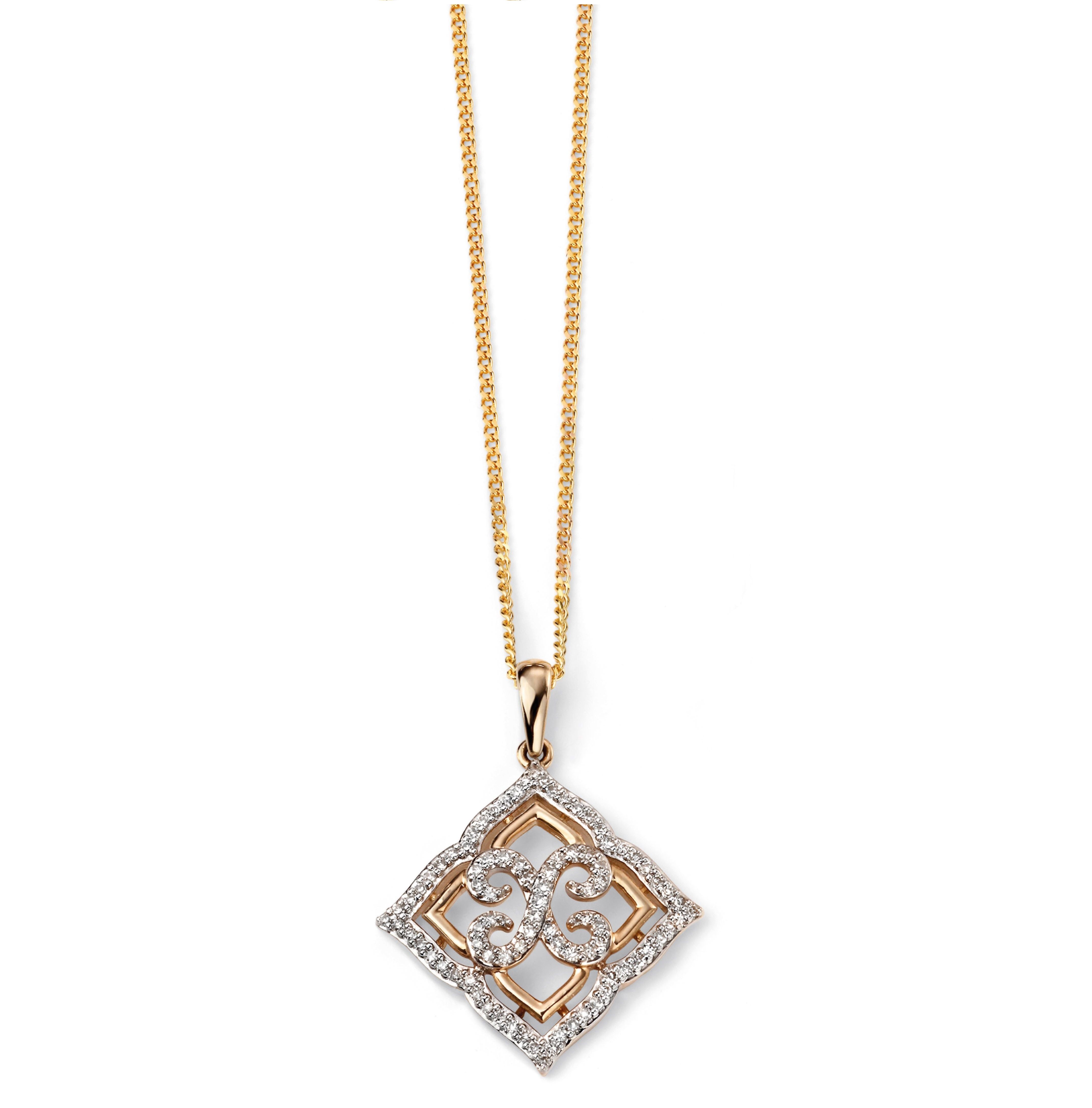 Buy Elements Gold 9ct Yellow Gold Diamond Lace Pendant Online