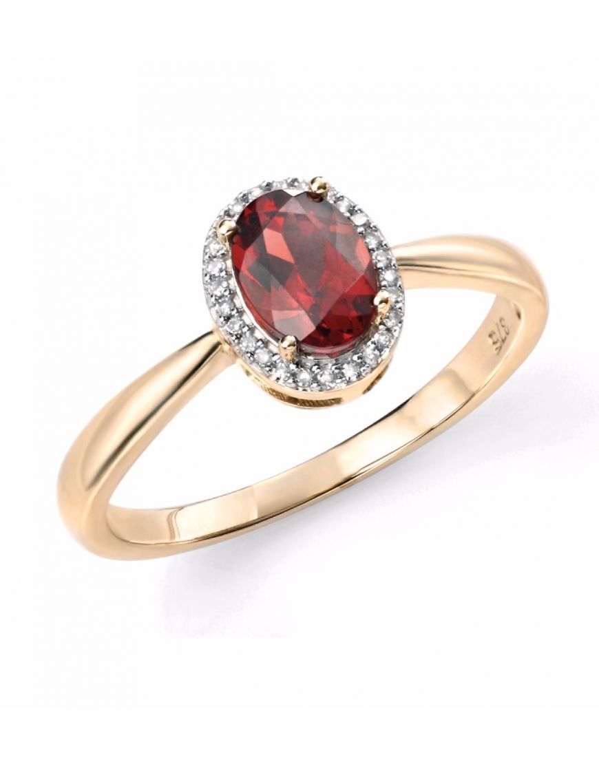 Buy Elements Gold 9ct Yellow Gold Diamond Garnet Cluster Ring Online