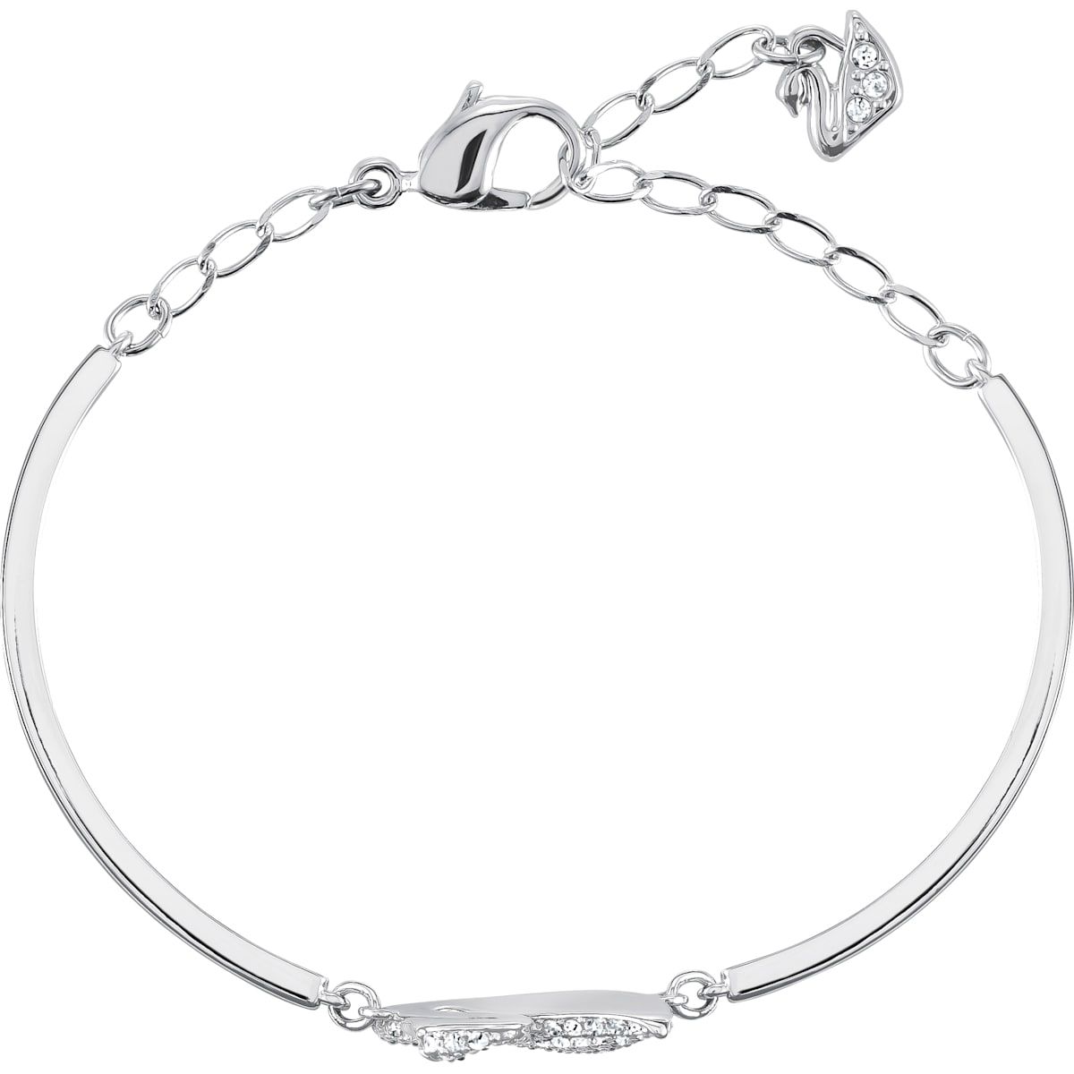 Buy Swarovski Iconic Swan Bangle, White, Rhodium Plating Online