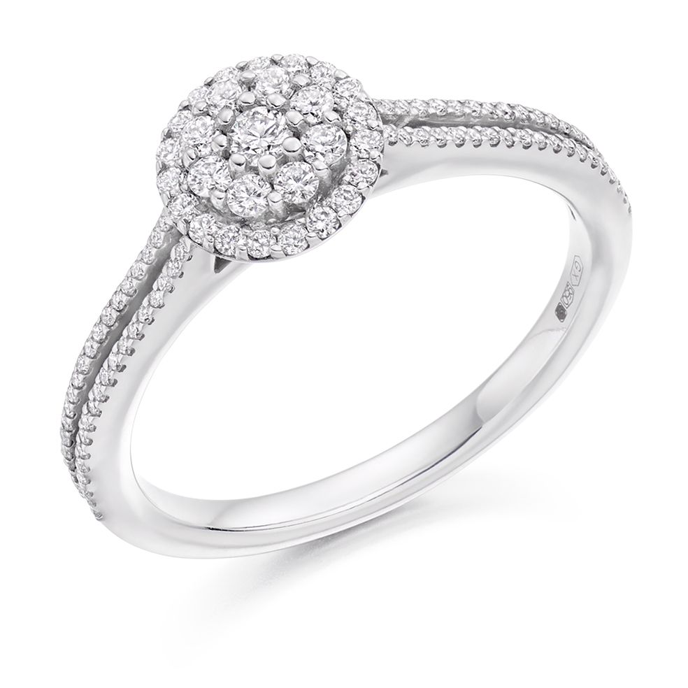 9ct White Gold Diamond Cluster Ring Size M 1/2 0.30ct | Richard Miles –  Richard Miles Jewellers