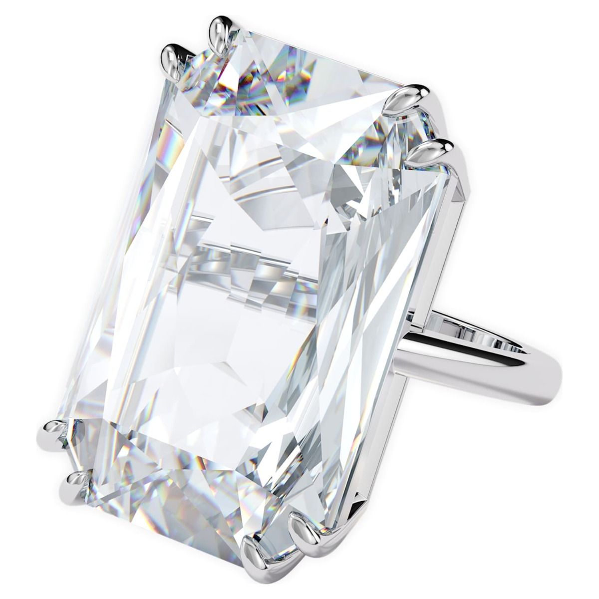 Swarovski White & AquaBlue Elegant Crystal Open Rings Women Jewelry