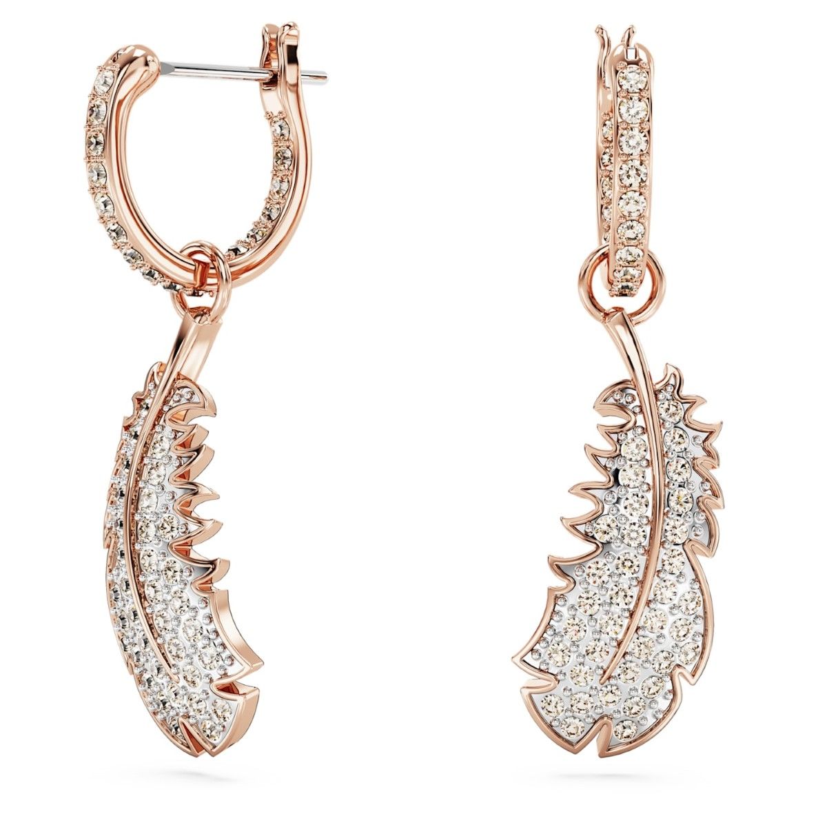 Buy Swarovski Nice Feather Drop Earrings White with Rose Gold