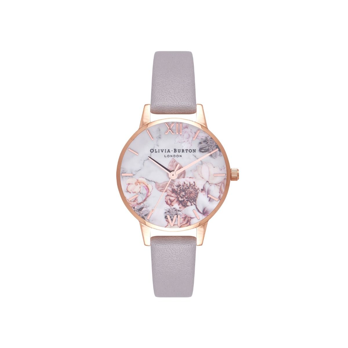 Olivia Burton Marble Floral and Rose Gold Watch
