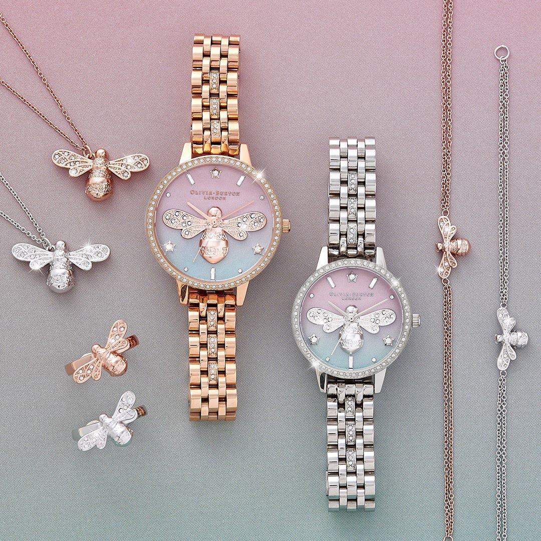 Olivia burton shop silver bee necklace
