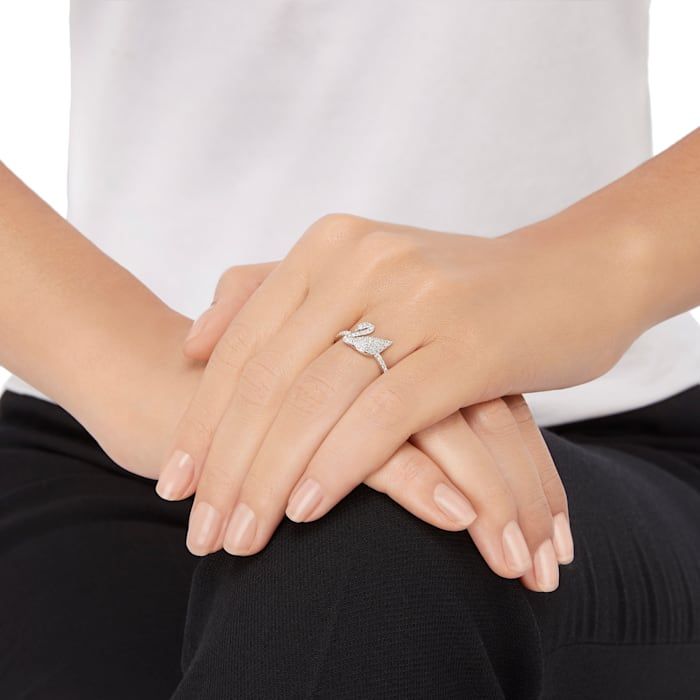 Buy Swarovski Iconic Swan Ring White Rhodium Plated Online