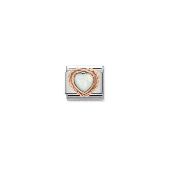 Nomination Classic Stones Heart Charm - Rose Gold and White Opal 430509_22