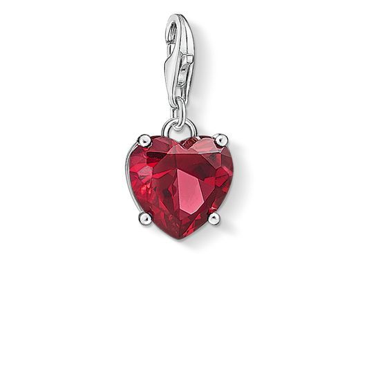 Thomas Sabo Charm Pendant, Red Stone Heart 1566-011-10