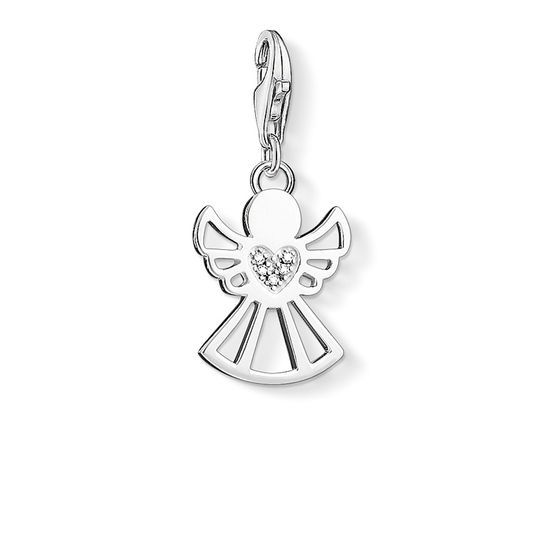 Thomas Sabo Heart Charm Pendant, Silver and Diamond Angel DC0029-725-14