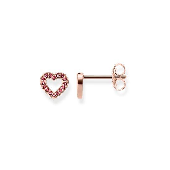 Thomas Sabo Hearts Small Ear Studs, Rose and Red
