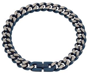 Unique and Co Mens Blue Steel Matt and Polished Curb Bracelet LAB-130