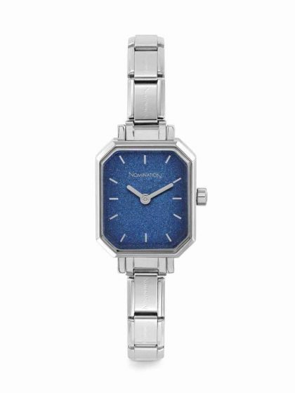 Nomination Paris Blue Glitter Rectangular Dial Charm Watch 076030_024