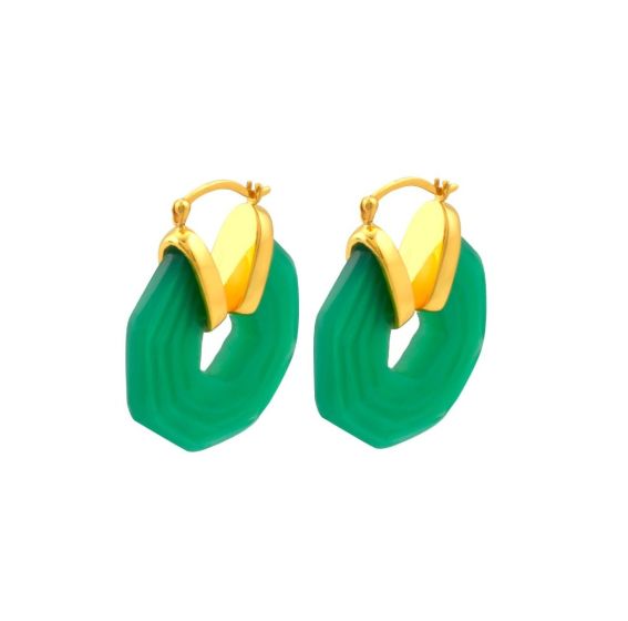 Shyla Sphinx Earrings - Emerald Green