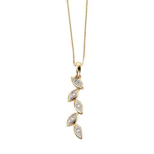 Yellow Gold Cascade Leaf Diamond Pendant GP2017