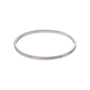 Coeur De Lion Pastel Rainbow Crystal Bangle - Silver