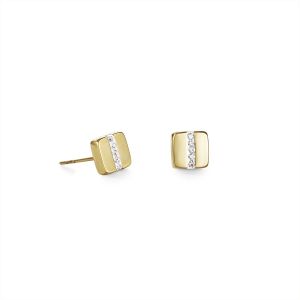 Coeur De Lion Pave Square Stud Earrings - Clear Crystal and Gold 0325211800