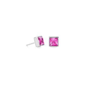 Coeur De Lion Brilliant Square Earrings - Silver Pink